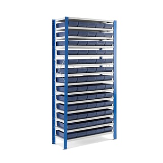 Regal za sitne dijelove, uključeno 65 kutija, 2100 x 1000 x 300 mm, plave kutije