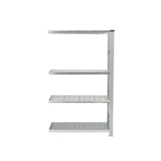 Galvanised shelving BLEND, with sump tray, add-on unit, 19792x1200x600 mm, 29 L