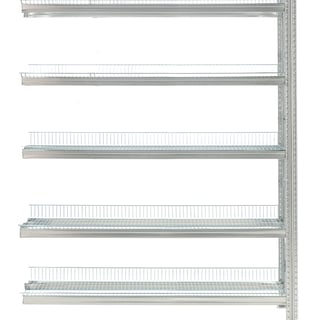 Galvanised shelving TRANSFORM, add-on unit, 5 wire shelves, 1972x1200x400mm