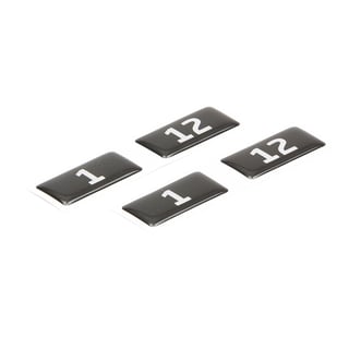 Numbering sticker 40x20mm, number 1-500. Black with white numbers.