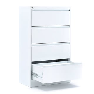 Lateral A4 filing cabinet INDEX, 4 drawers, 800x425x1320 mm, white