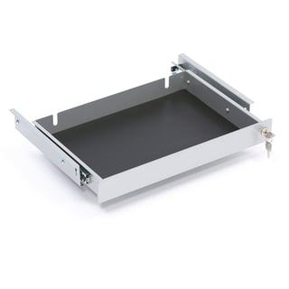 Lockable laptop drawer, 490x305x60mm, alu grey