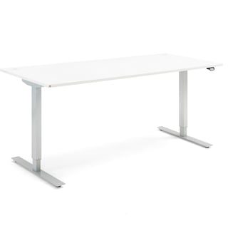 Skrivebord FLEXUS, hev/senk, L1800 B800 H700–1170 mm, hvit laminat