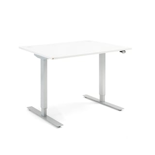 Skrivebord FLEXUS, hev/senk, L1200 B800 H700–1170 mm, hvit laminat