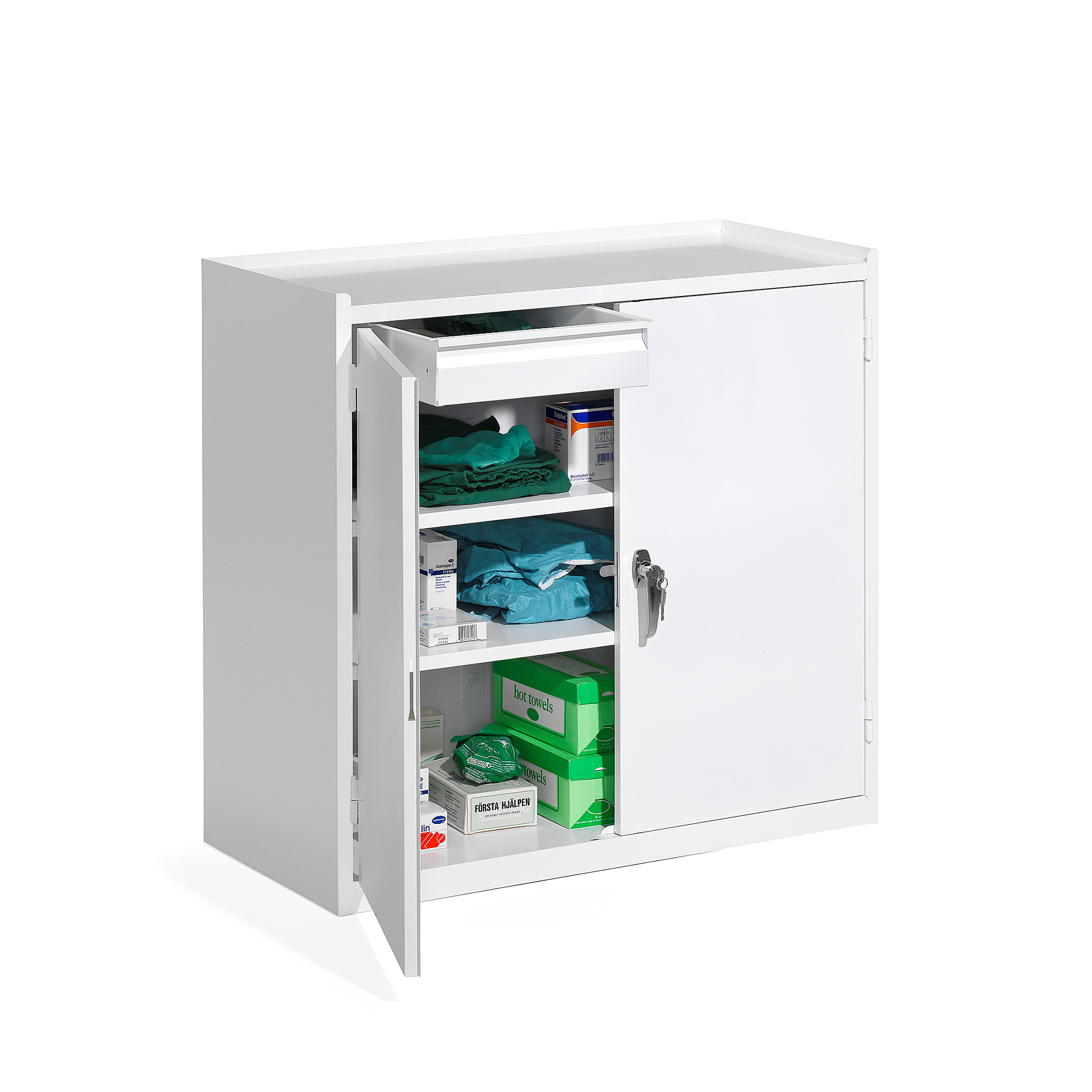 Small lockable store wall cabinet