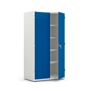 Extra deep storage cabinet SPIRIT, 1900x1020x635 mm, white, blue