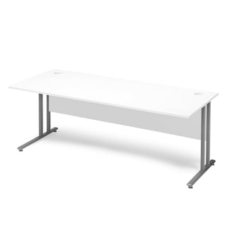 Skrivebord FLEXUS med frontplade, 1800x800 mm, hvid laminat