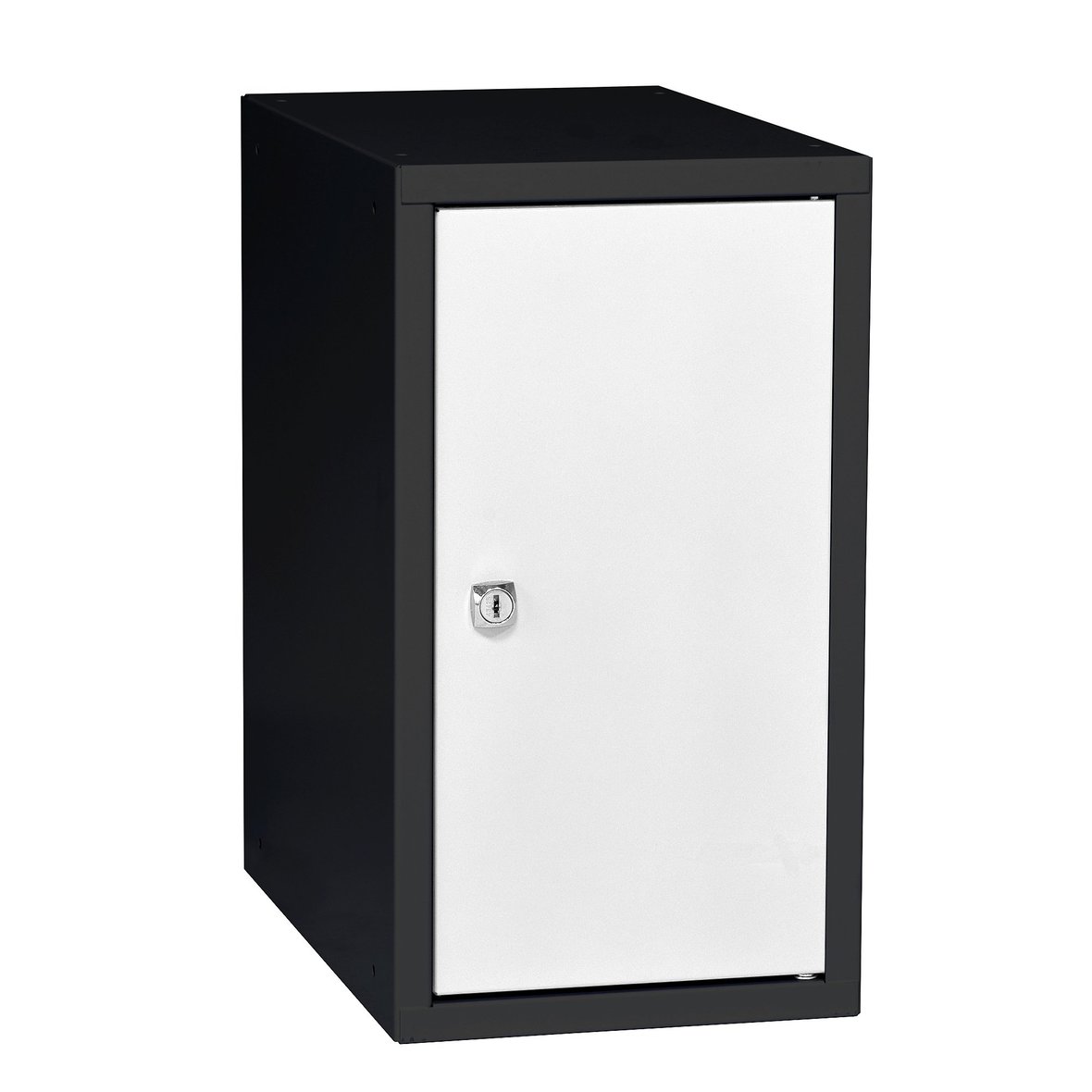 personal-effects-locker-cube-black-with-white-door-450x250x400-mm