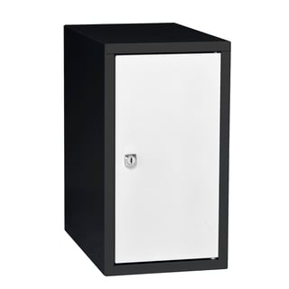 Personal effects locker CUBE, black with white door, 450x250x400 mm