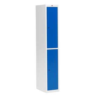 Flatpack clothes locker COACH, W 300 mm, 2 doors, grey frame, blue doors