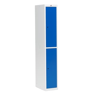 Flatpack kledinglocker COACH, b 300 mm, 2 deuren, grijs frame, blauwe deuren