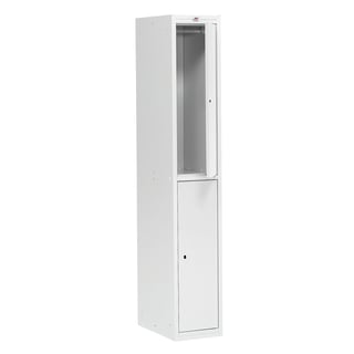 Flatpack clothes locker COACH, W 300 mm, 2 doors, grey frame, grey doors