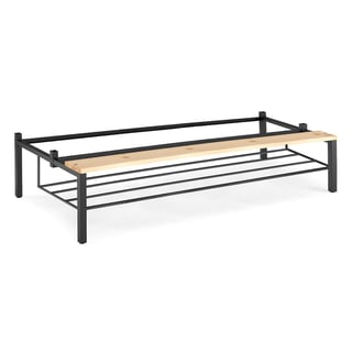 Bench seat with shoe rack for lockers, W 1200 mm, pine