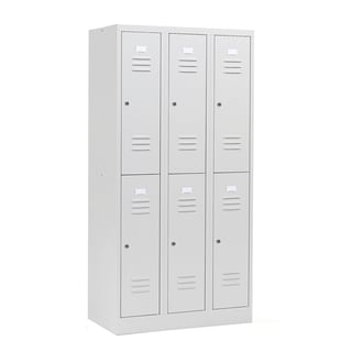 Compartment locker CAMPUS, 3 modules, 6 doors, 1800x900x500 mm, light grey