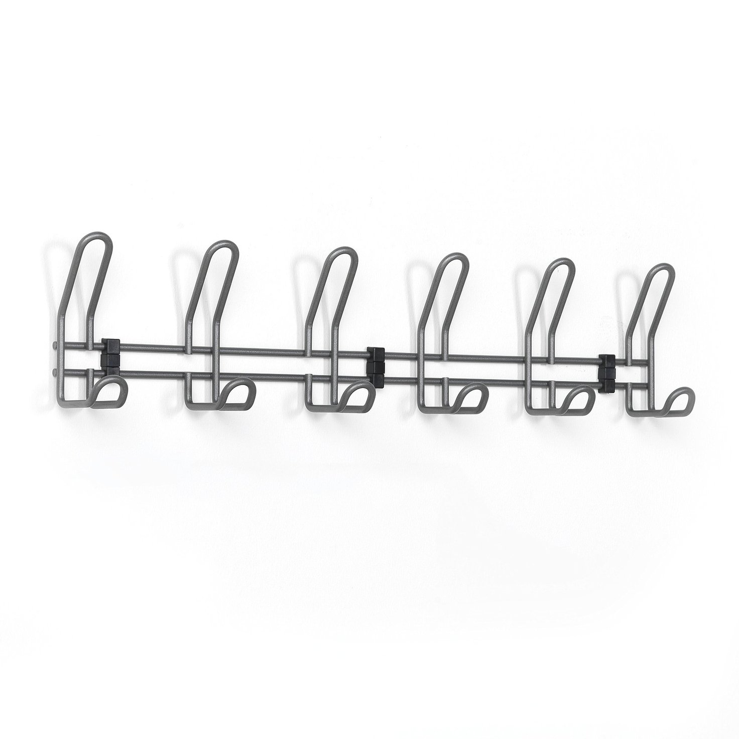 Wall mounted coat rail NATRON, 6 hooks, L 600 mm, grey AJ Products