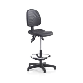 Ergonomiczne krzesło warsztatowe BRISBANE, na ślizgaczach 560-810 mm, czarny