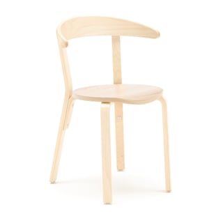 Wooden canteen chair LINUS, H 450 mm, birch, birch veneer