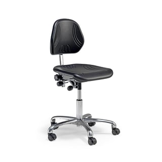 ESD industrial chair, with wheels, H 520-650 mm, black PU