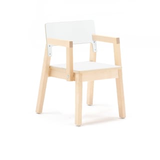 Bērnu krēsls ar roku balstiem Love, A: 350 mm, bērzs, balts lamināts