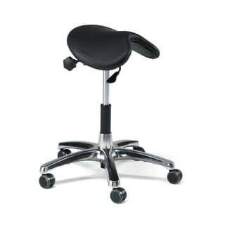 Reguliuojama kėdė-balnas KINGSTON,  juoda oda, H550-720 mm
