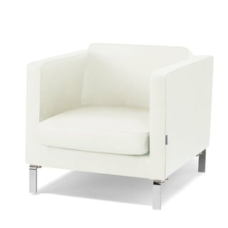 Fotelj "Kvadrat": belo usnje