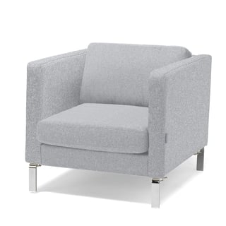 Waiting room armchair NEO, wool mix fabric, light grey