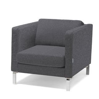 Waiting room armchair NEO, wool mix fabric, dark grey