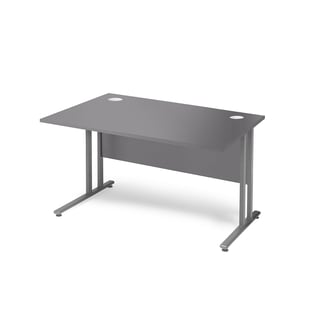 Skrivbord FLEXUS med rak skiva och insynsskydd, 1200x800 mm, grå laminat