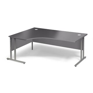 Hjørneskrivebord FLEXUS, venstre, 1800x1200 mm, grå laminat