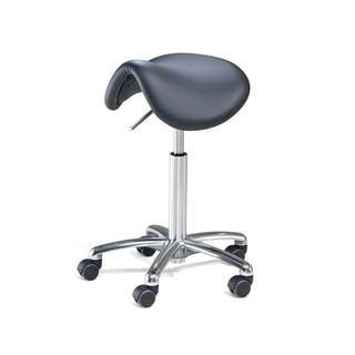 Saddle stool with flexible seat DERBY FLEX, black artificial leather
