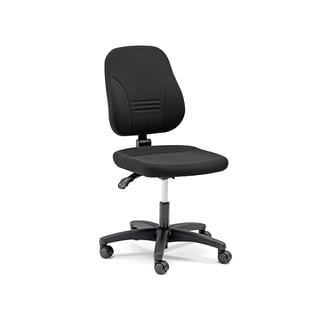 Office chair LEEDS with moulded back and seat, black fabric