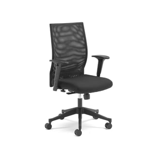 Kancelářská židle MILTON, síťované opěradlo, s područkami, černá