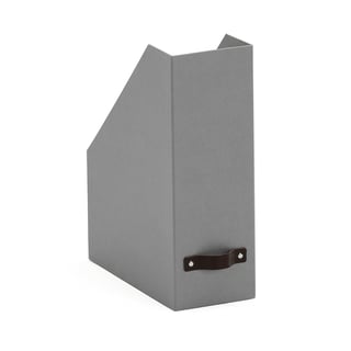 Magazine file TIDY, paper laminate, grey with leather handle