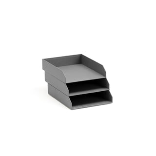 Document tray TIDY, grey, 3-pack