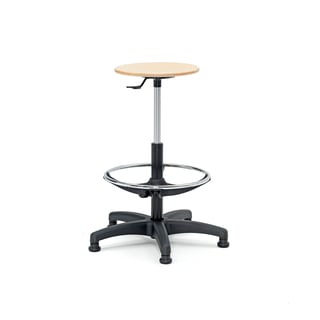 Wooden workshop stool WARNER, H 530-780 mm