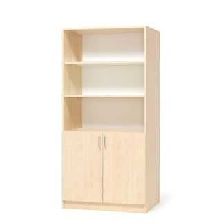 Wooden storage cabinet THEO with half doors, 1000x470x2100 mm, birch