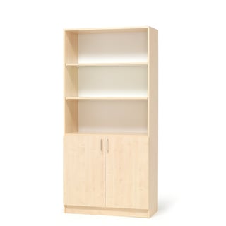 Wooden storage cabinet THEO with half doors, 1000x320x2100 mm, birch