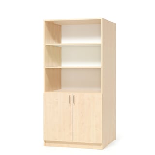 Wooden storage cabinet THEO with half doors, 1000x600x2100 mm, birch