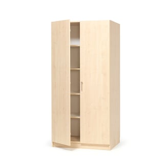Wooden storage cabinet THEO with full-height doors, 1000x470x2100 mm, birch