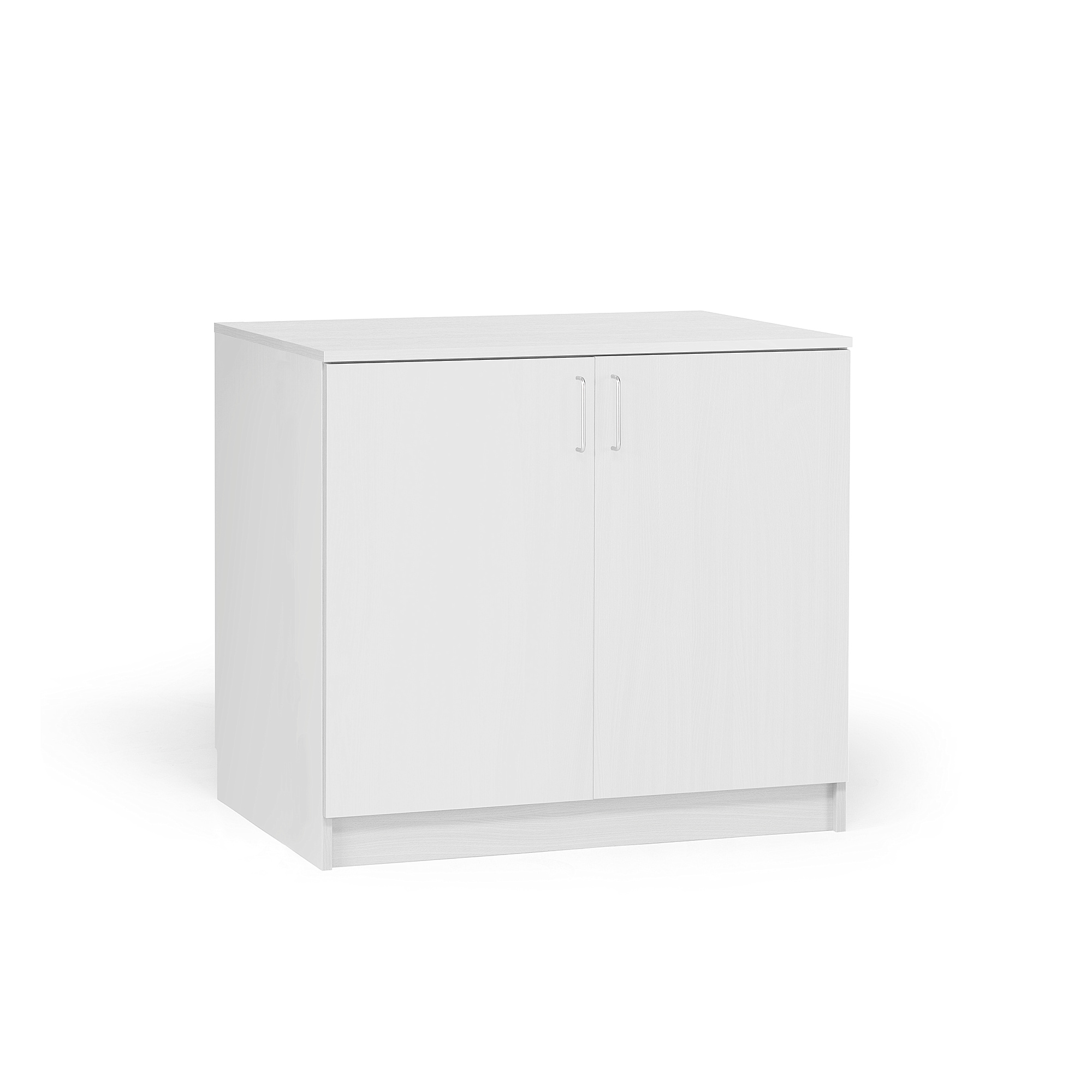 Low white store storage cabinet