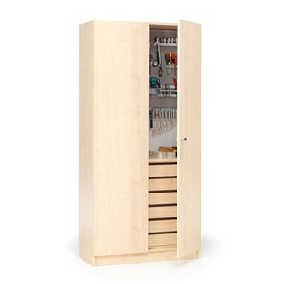 Wooden tool cabinet THEO, 1000x470x2100 mm, birch