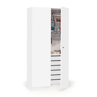 Wooden tool cabinet THEO, 1000x470x2100 mm, white