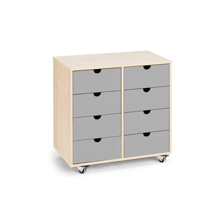 Combination 2:6, 8 drawers, 800x807x450 mm, birch, grey