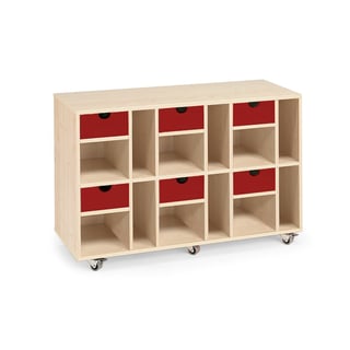 Combination 3:5, 6 drawers, 12 comps, 800x1200x450 mm, birch, red