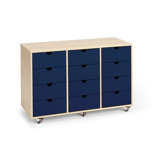 Combination 3:6, 12 drawers, 800x1200x450 mm, birch, blue