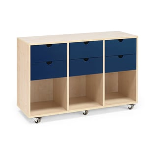 Chest of drawers 3:7birch-blue1200X450X800 mm.