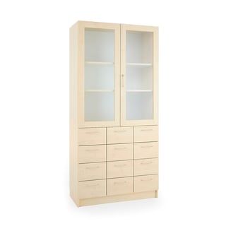 Storage cabinet THEO, drawers and lockable doors, 1000x470x2100 mm, birch