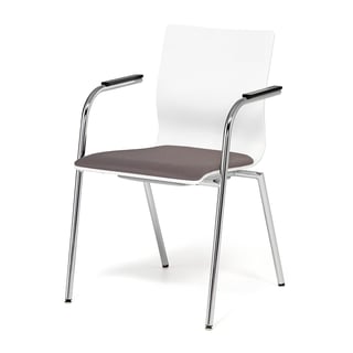 Krzesło konferencyjne WHISTLER, podłokietniki, szary, biały