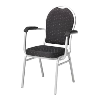 Banketová židle SEATTLE, s područkami, černá, hliníkově šedý rám