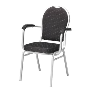 Banquet chair SEATTLE, black fabric, alu grey